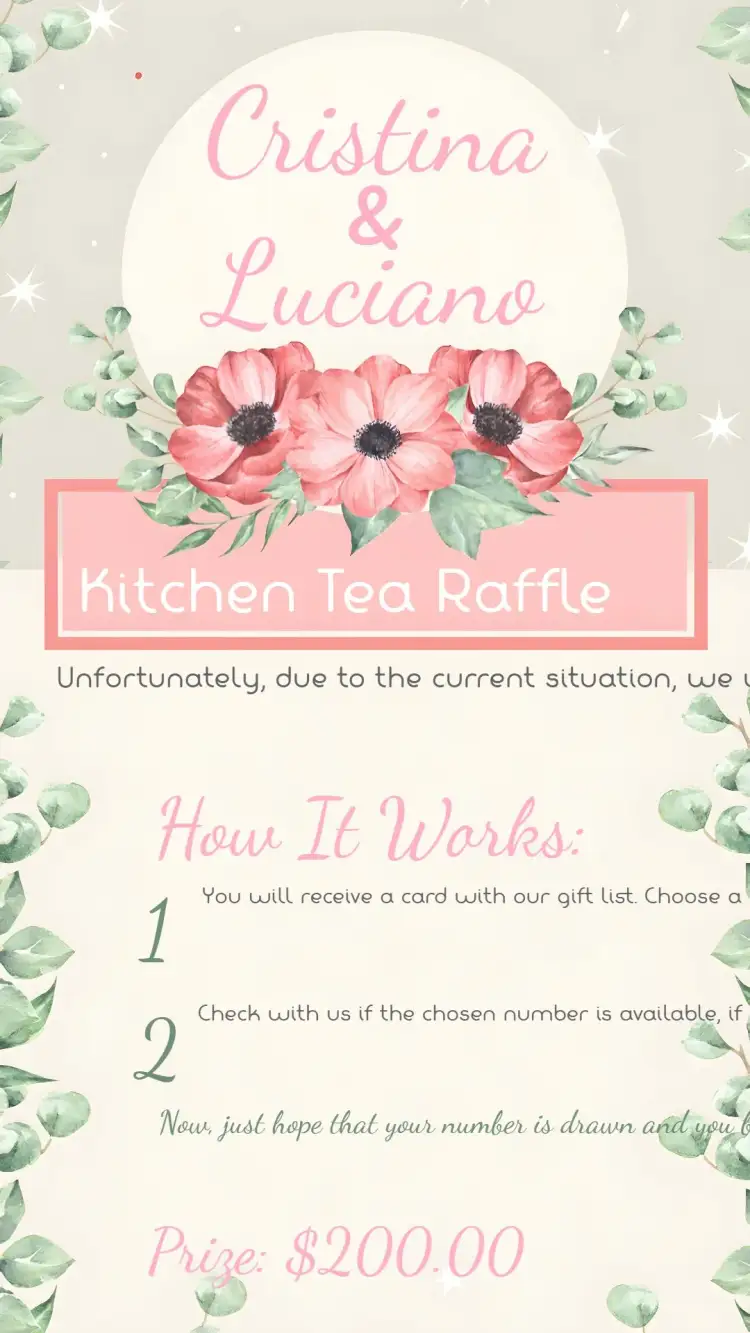 Invitation Reminder Tea Raffle Kitchen Pot – Bridal Shower theme floral, modern, minimalist, pink and gray, kitchen, elegant