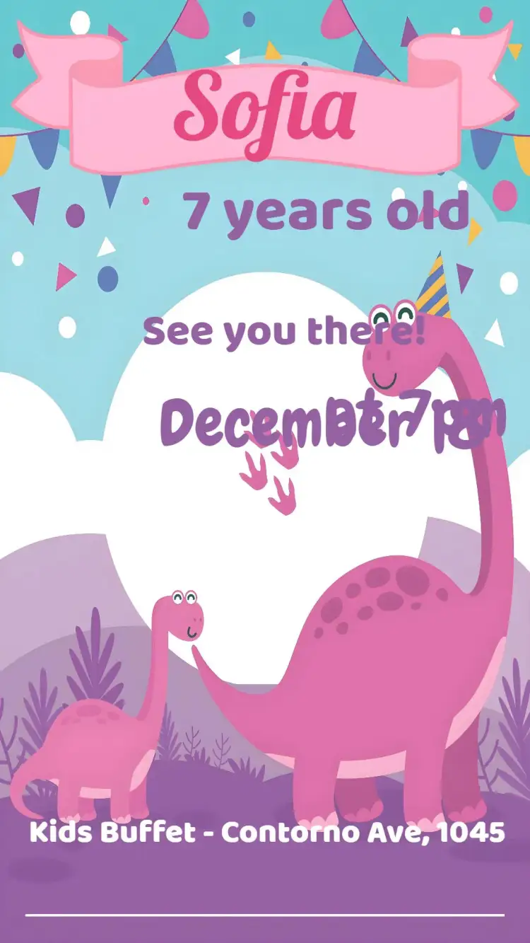 Invitation Dinosaur – Kids' Birthday Party theme colorful, fun, themed, dinosaur illustrations, vibrant, childlike