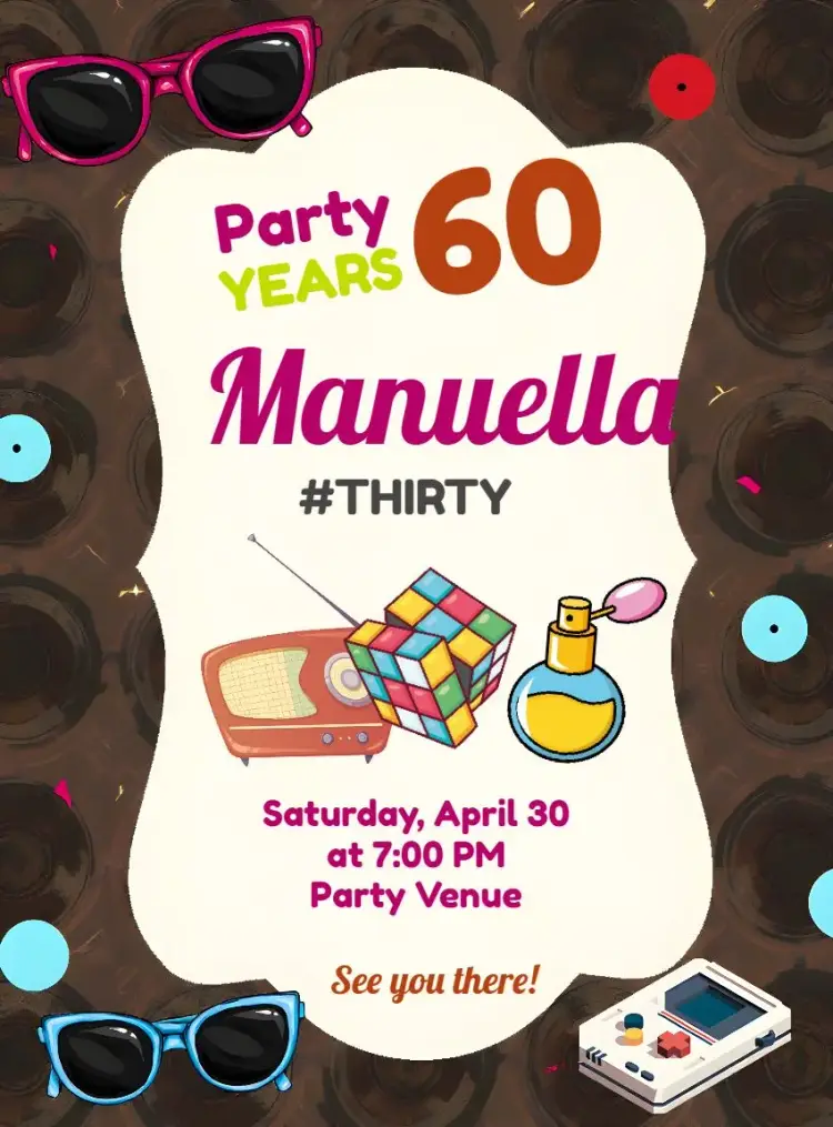 Colorful 60s invitation