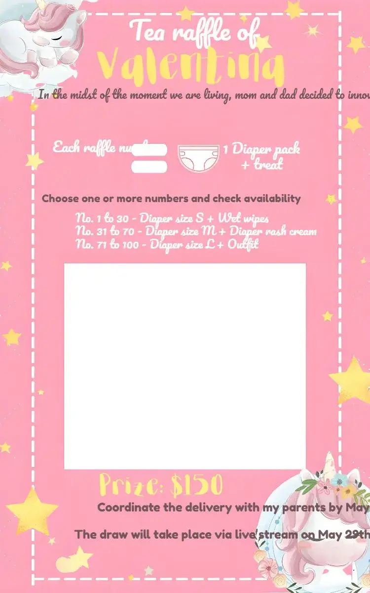 Invitation Unicorn Animals Raffle Tea – Raffle Tea theme colorful, playful, fantasy, safari, rainbow, baby shower
