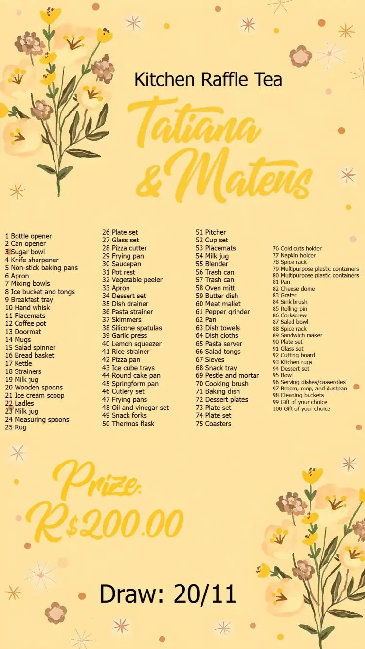 Floral Kitchen Raffle Tea Items