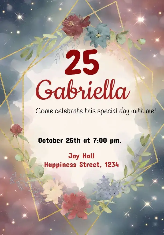 Invitation Floral Marsala – Birthday theme floral, elegant, modern, marsala, romantic, adult