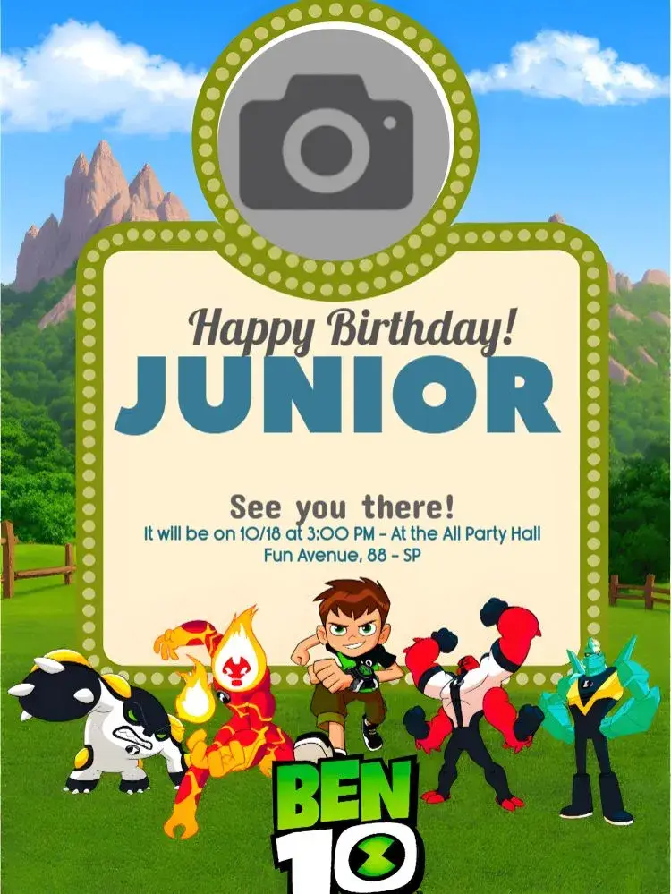 Ben 10 With Photo Benjamin invitation