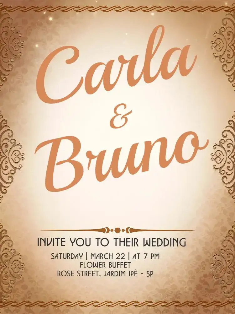 Invitation Arabesque Provencal Wedding – Wedding theme provençal, elegant, romantic, golden, classic, vintage