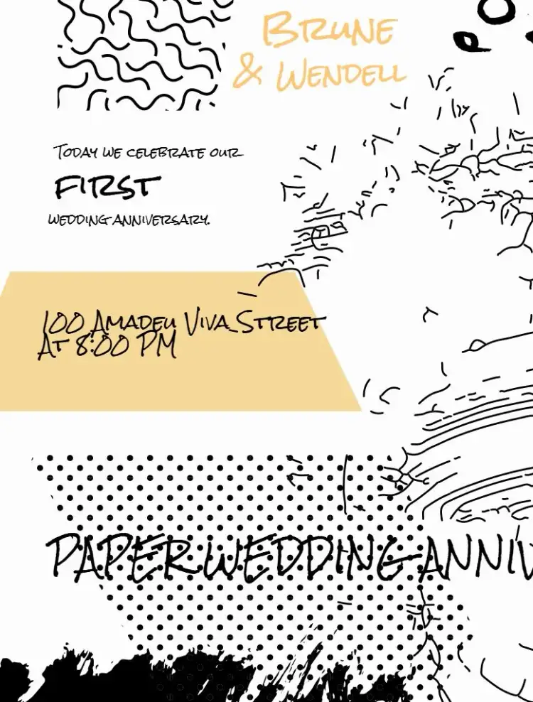Invitation Wedding Invitation - Doodled Paper Anniversary Whatsapp – Wedding theme fun, contemporary, minimalist, youthful, colorful