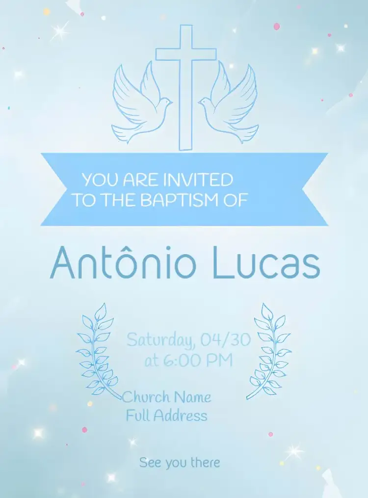 Baptism Flowers invitation