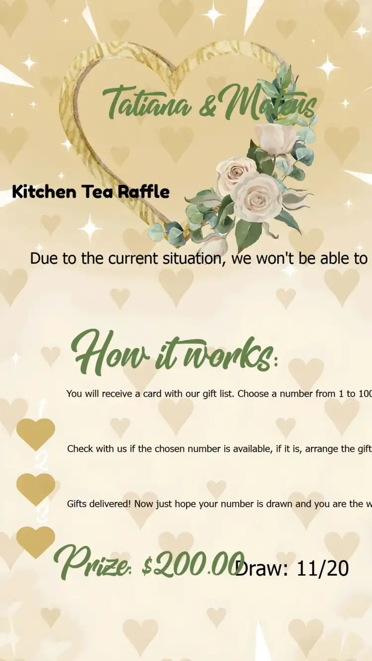 Floral Heart Kitchen Raffle Tea