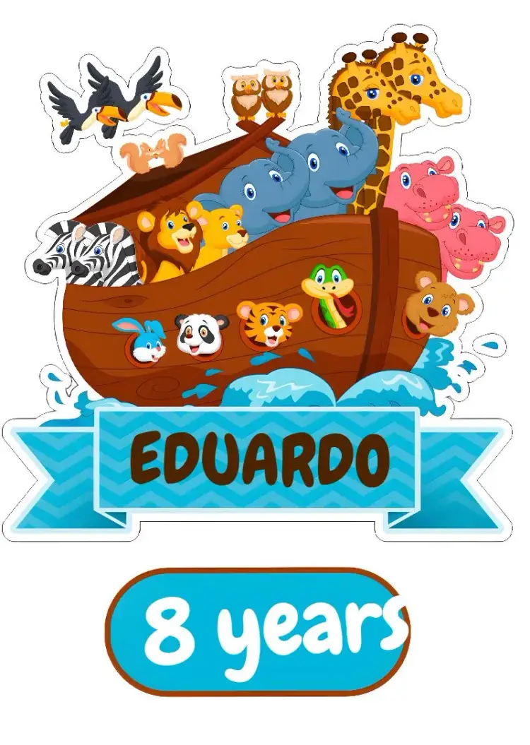 Noah's Ark Colorful Cake Topper invitation