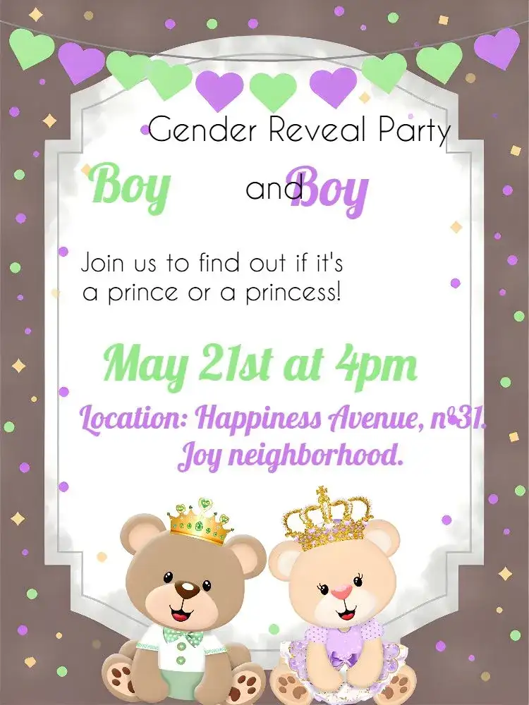Gray Royal Teddy Bears Gender Reveal Tea Party