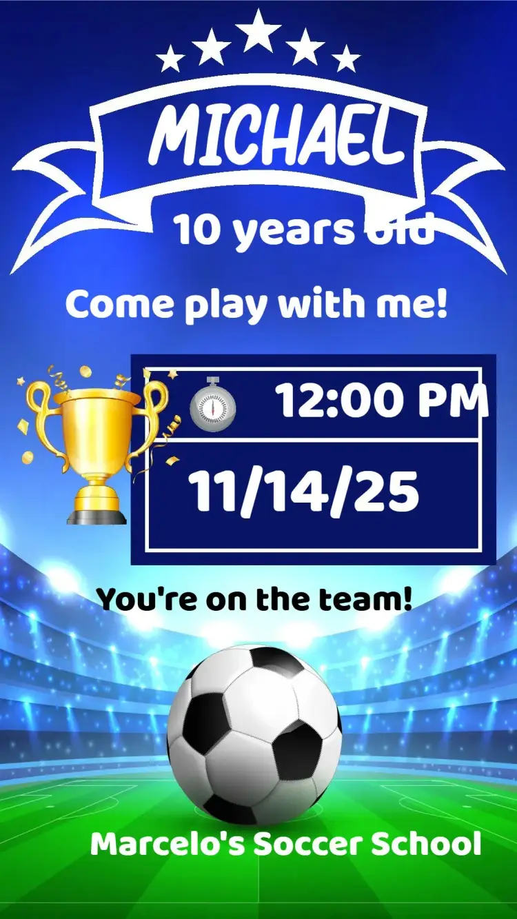 Invite Soccer editable and customizable
