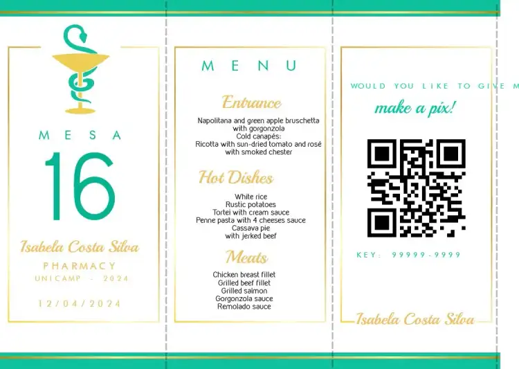 Menu Triangle Pharmacy Graduation Table