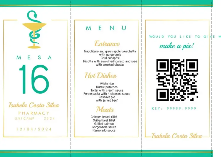 Menu Triangle Pharmacy Graduation Table invitation