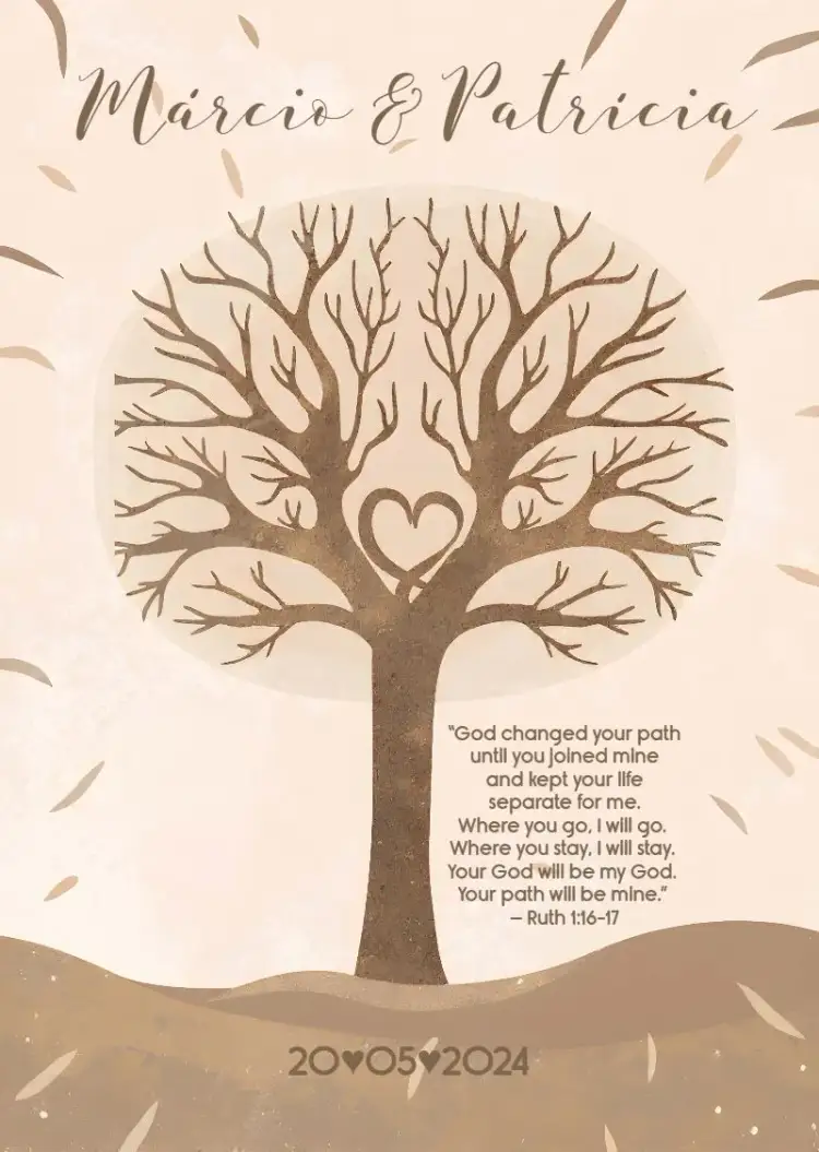 Invitation Wedding Fingerprint Tree Frame – Wedding theme modern, elegant, minimalist, interactive, romantic, natural