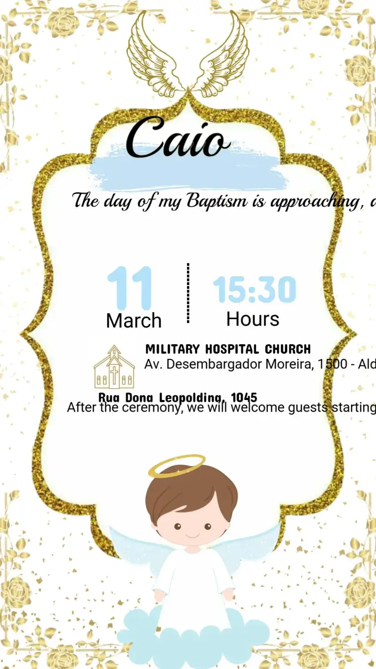 Invitation Baptism Invitation – Baptism theme floral, minimalist, pastel, golden, modern, classic