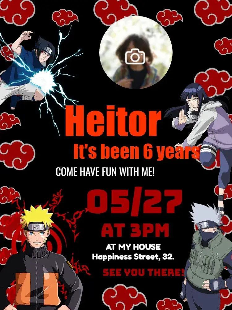 Naruto With Photo Hinata invitation