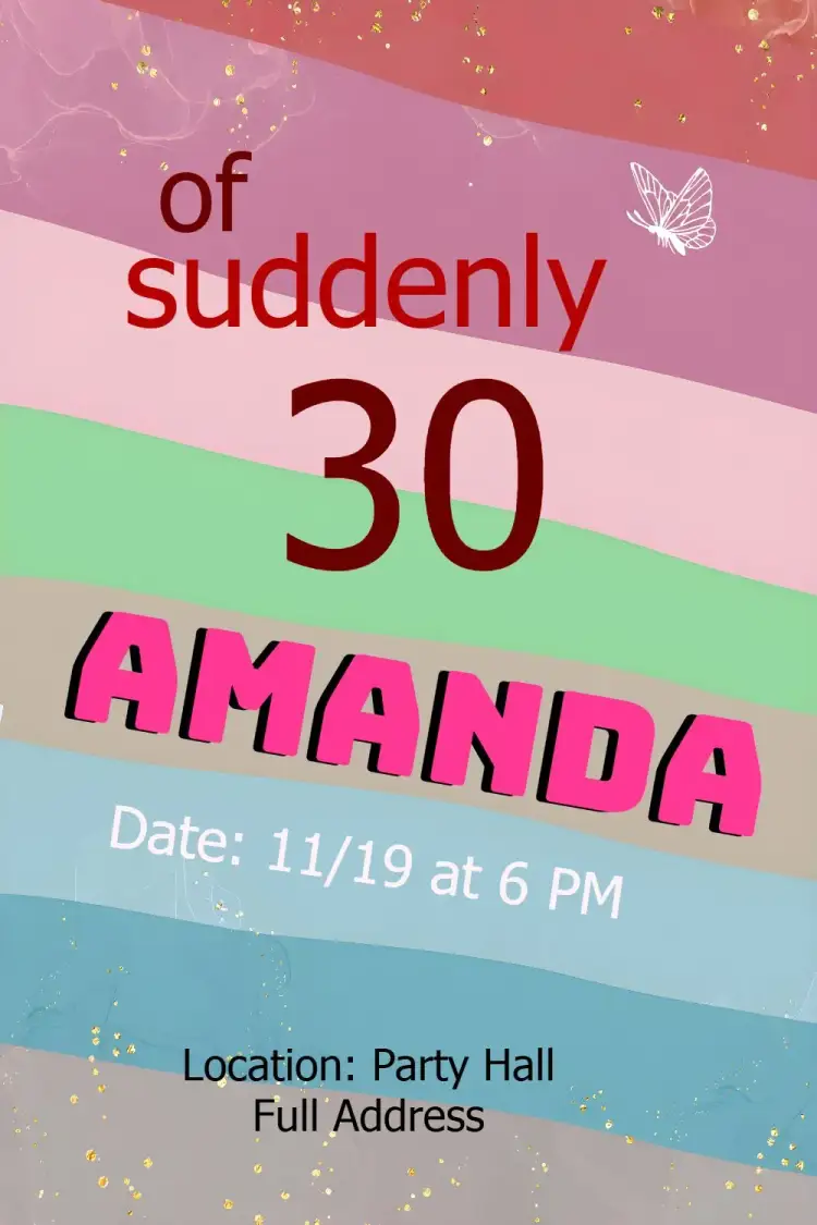 Invitation Suddenly 30 Red – Bridal Shower theme vibrant red, modern, elegant, festive, cheerful