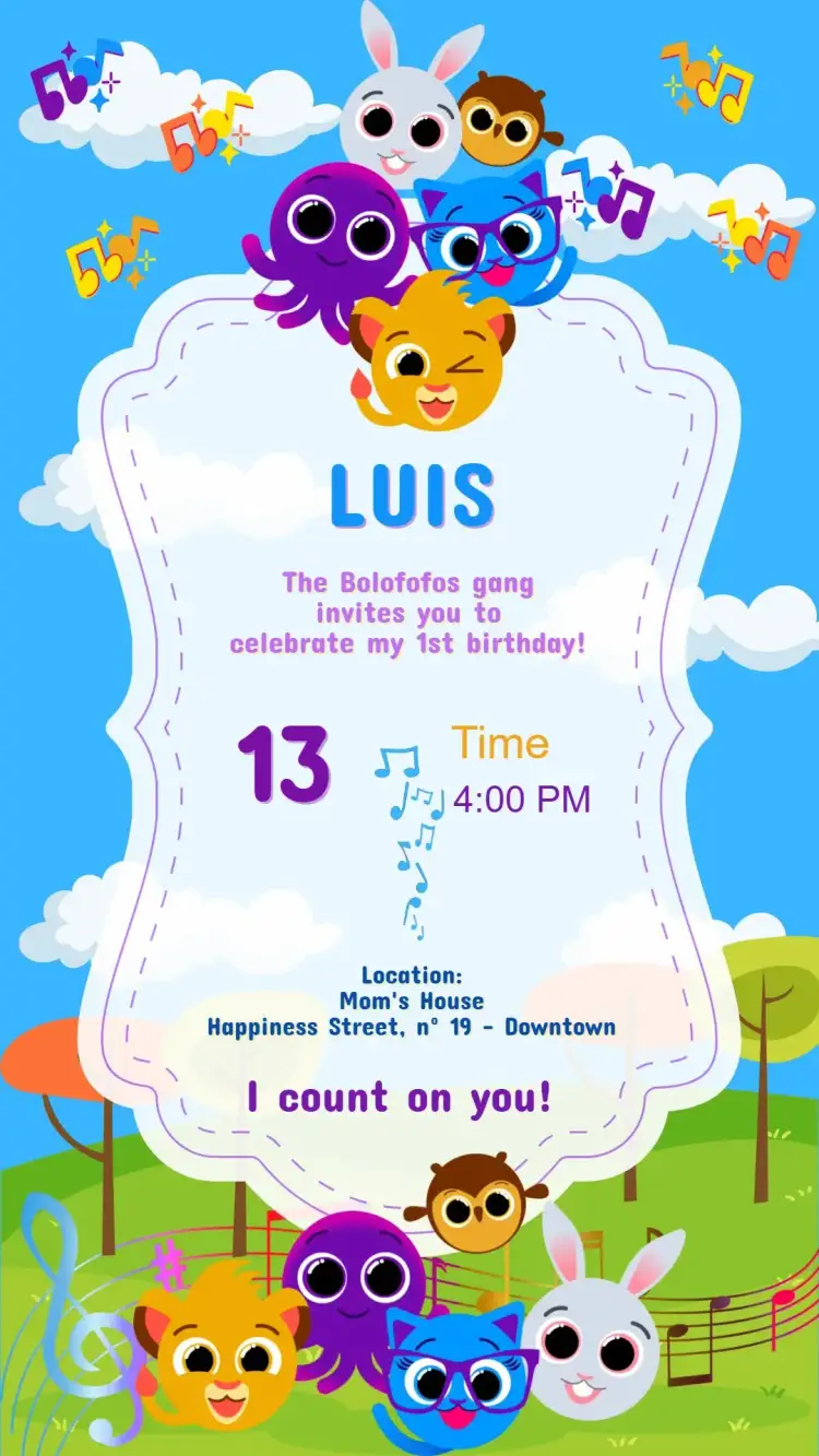 Invitation Cute Cake Birthday Invitation – Kids' Birthday Party theme colorful, fun, playful, childlike, cheerful