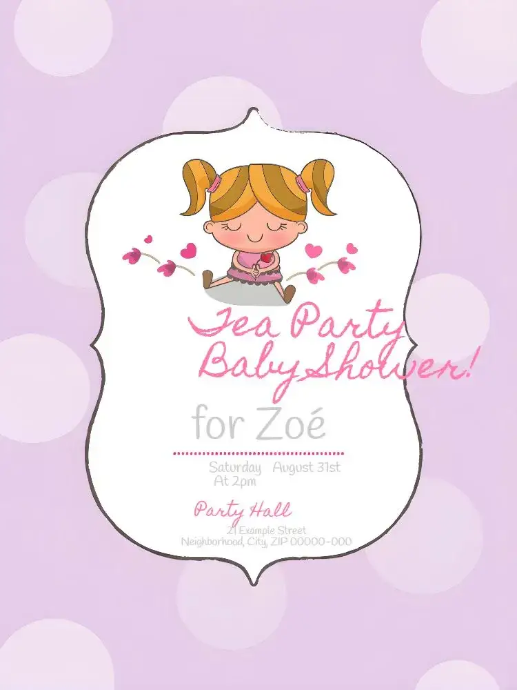 Invitation Baby Shower Girl Polka Dots – Diaper Shower theme pink, polka dots, playful, modern, delicate