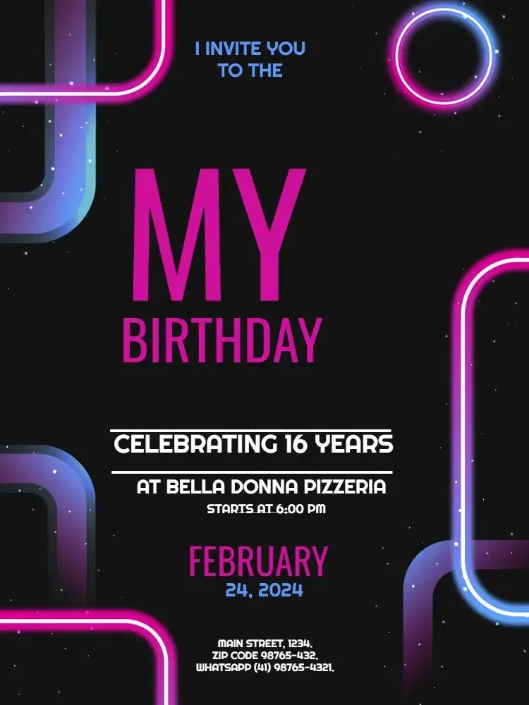 Dark Black Neon invitation