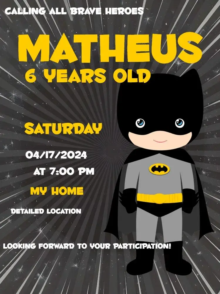 Batman Baby Yellow Infant invitation