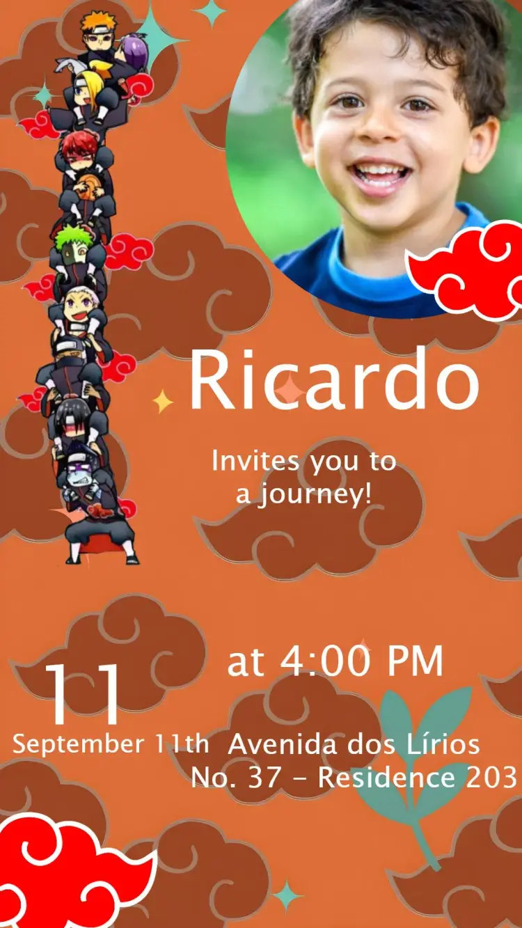 Naruto Chibi With Black Photo invitation