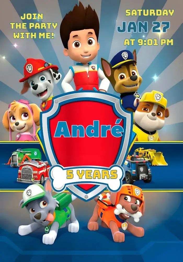 Paw Patrol Boy invitation