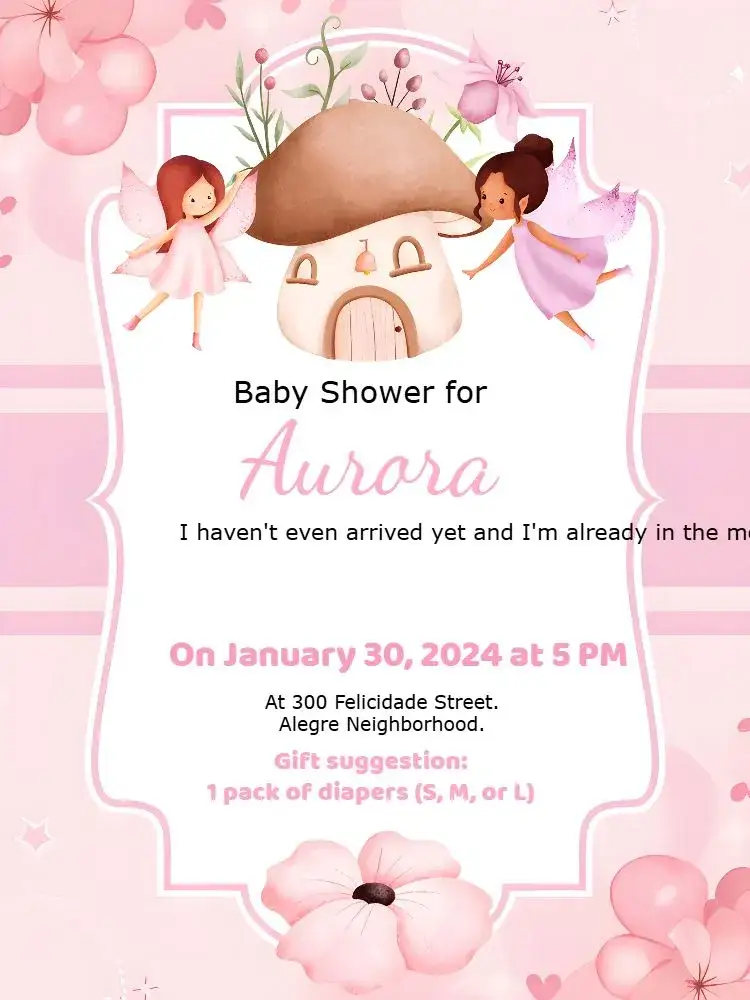 Invitation Forest Fairies Pink Diaper Shower – Bridal Shower theme pink, fairies, magical, delicate, floral, enchanted