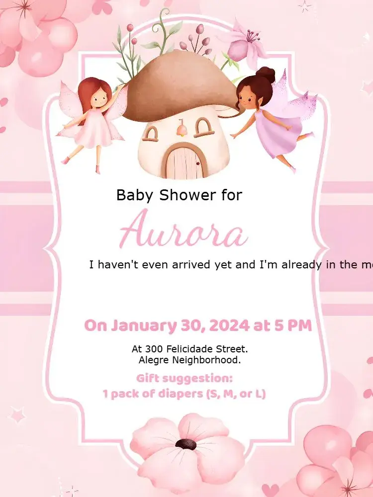 Forest Fairies Pink Diaper Shower invitation
