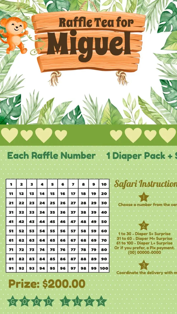 Invitation Safari Jungle Raffle Tea – Most searched for theme safari, jungle, animals, green, golden, white