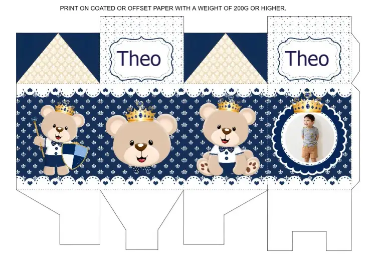 Box Milk To Print Little Prince Bear With White Photo invitation