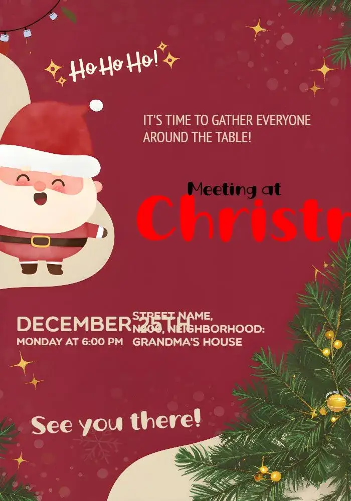 Invitation Christmas Meeting Noel – Commemorative Dates theme red and green, festive, Christmas illustrations, modern, fun, classic