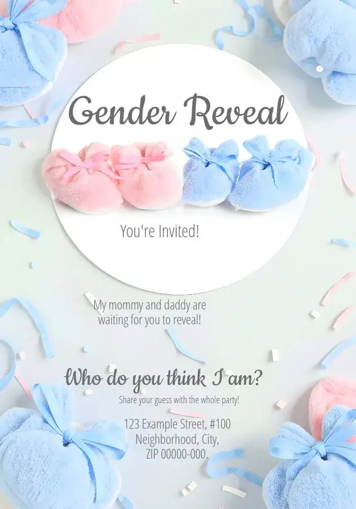 Invitation Blue Boy Or Girl Reveal Tea – Gender Reveal theme blue, modern, fun, baby shower, baby illustrations