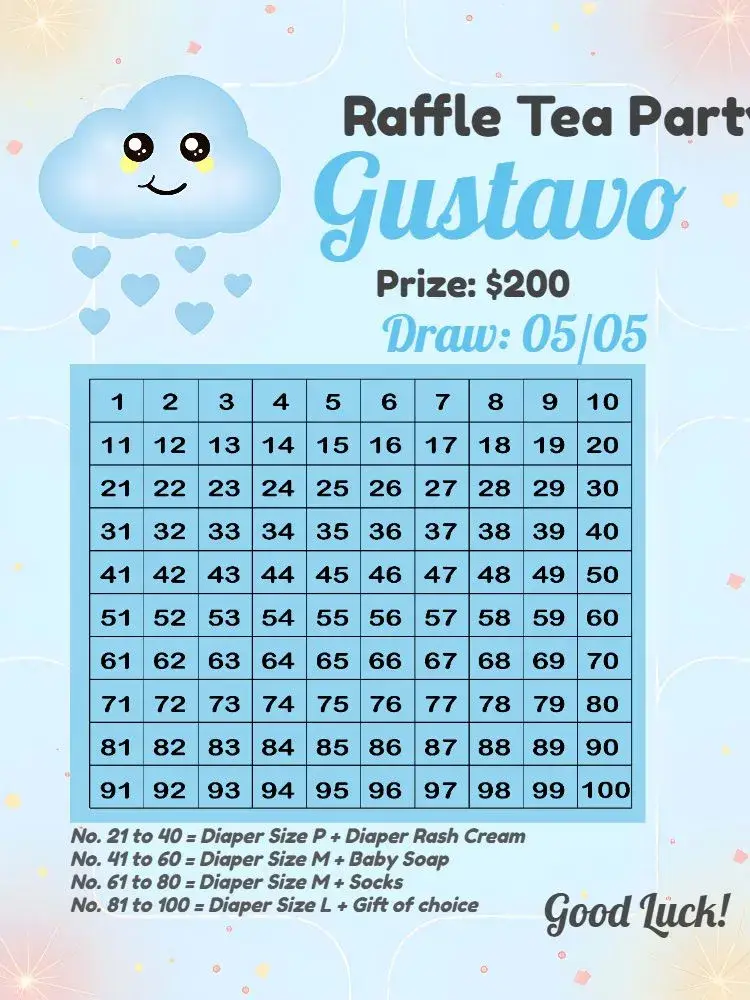 White Love Rain Raffle Tea invitation