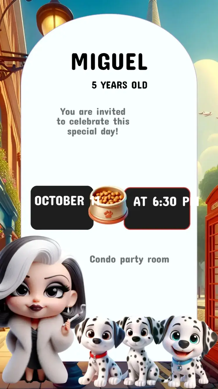 101 Dalmatians Birthday Invitation