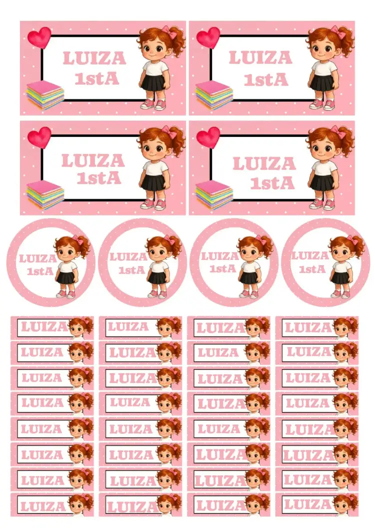 Invitation School Label Girl Student Mascot – Most searched for theme colorful, fun, childish, modern, playful