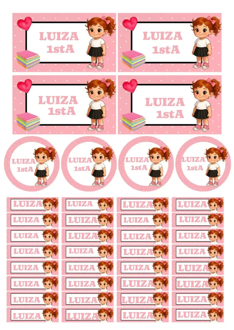 School Label Girl Student Mascot invitation