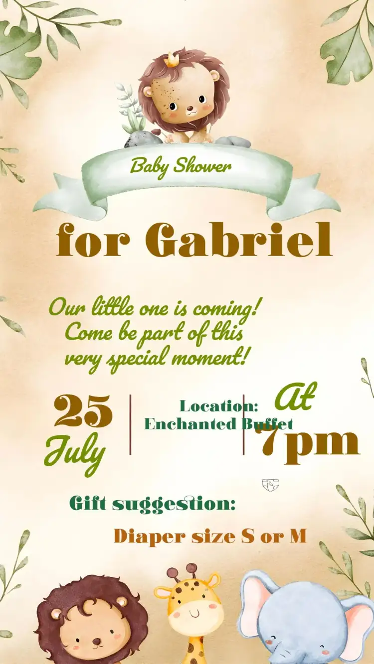 Watercolor Safari Lion Baby Shower