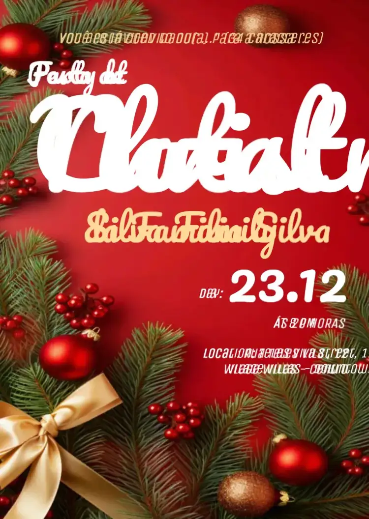 Invitation White Christmas Party – Commemorative Dates theme white, red, minimalist, elegant, festive, modern