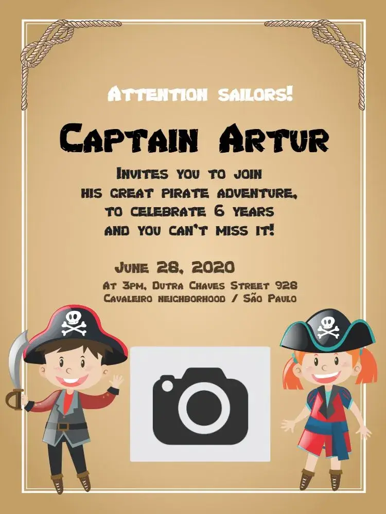 Invite Pirate Whatsapp editable and customizable