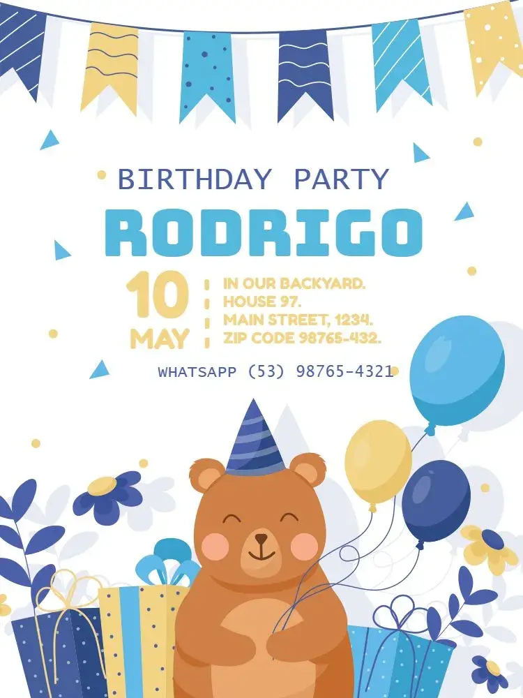 For Boy Teddy Bear Gift invitation