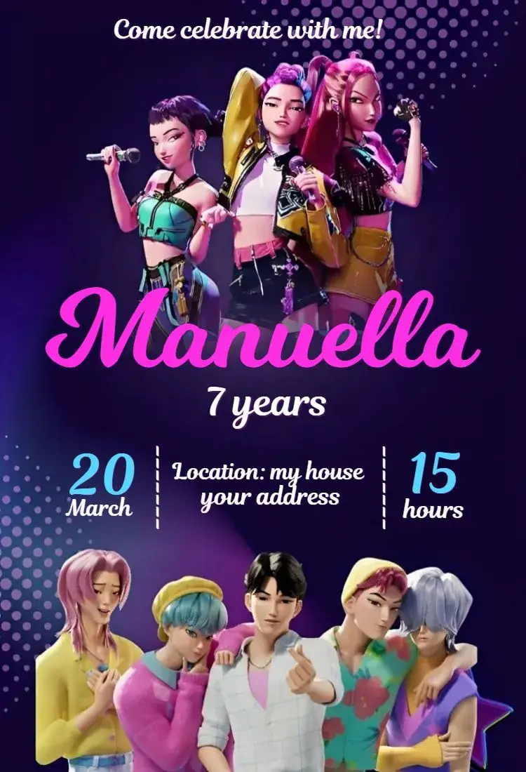 Invite Kpop Warriors 17 editable and customizable