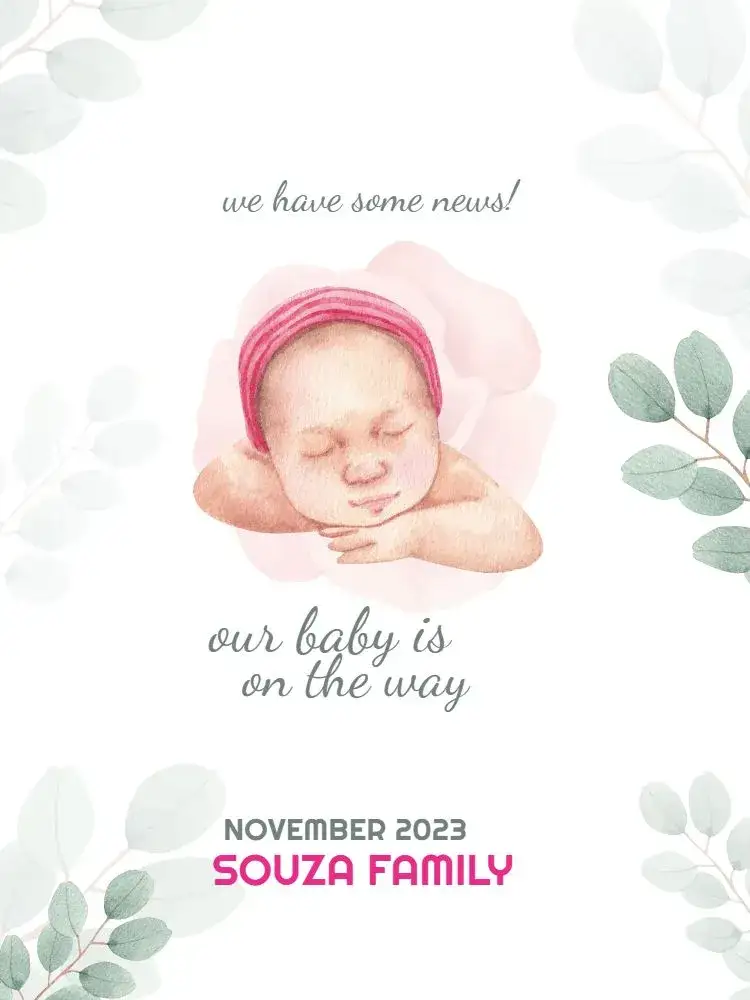 Invitation Delicate Girl Pregnancy Announcement Card – Card theme floral, delicate, soft, watercolor, light, feminine