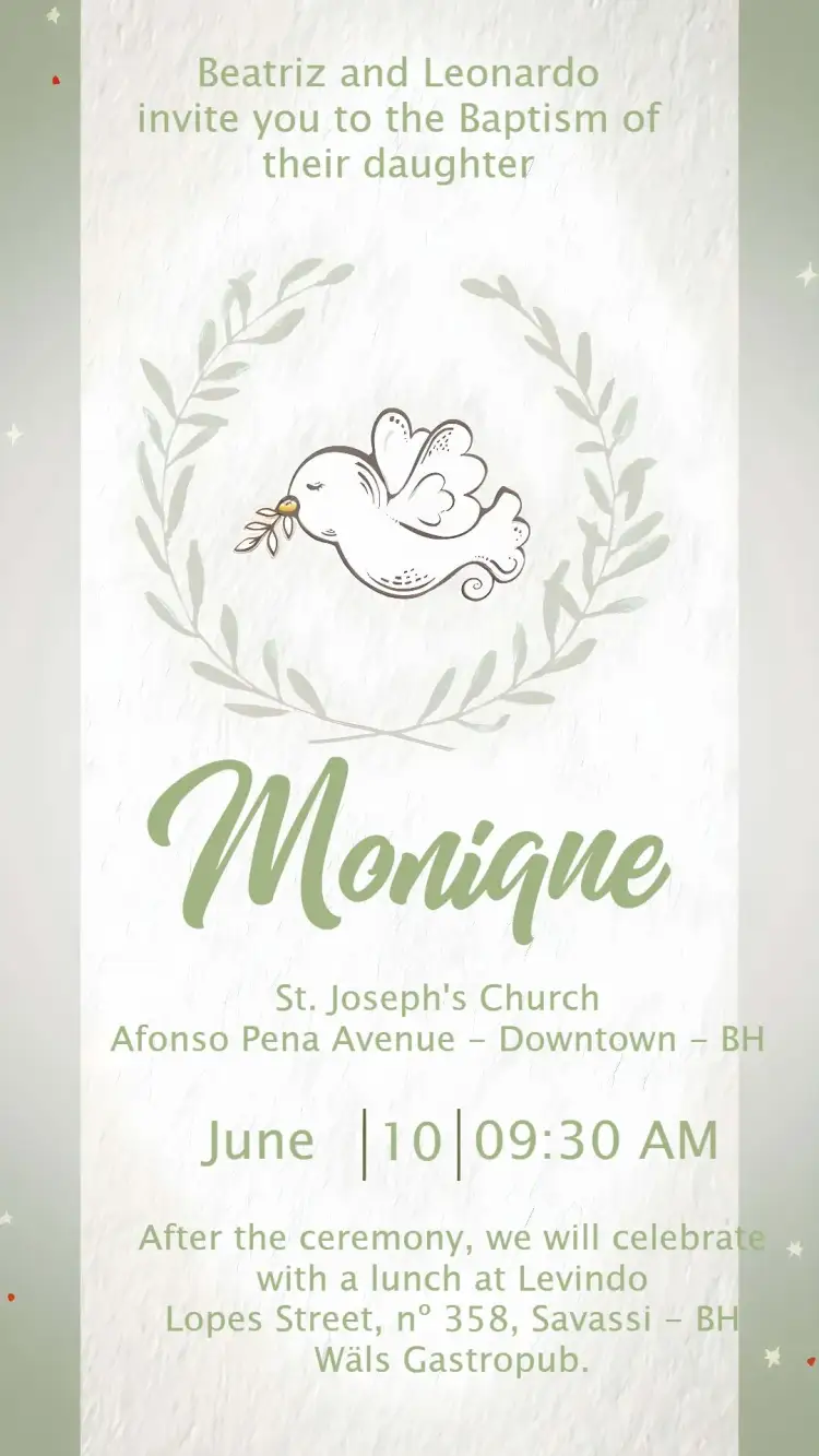Invitation Birdie Baptism Christening – Baptism theme little bird, green, olive, minimalistic, childlike, delicate