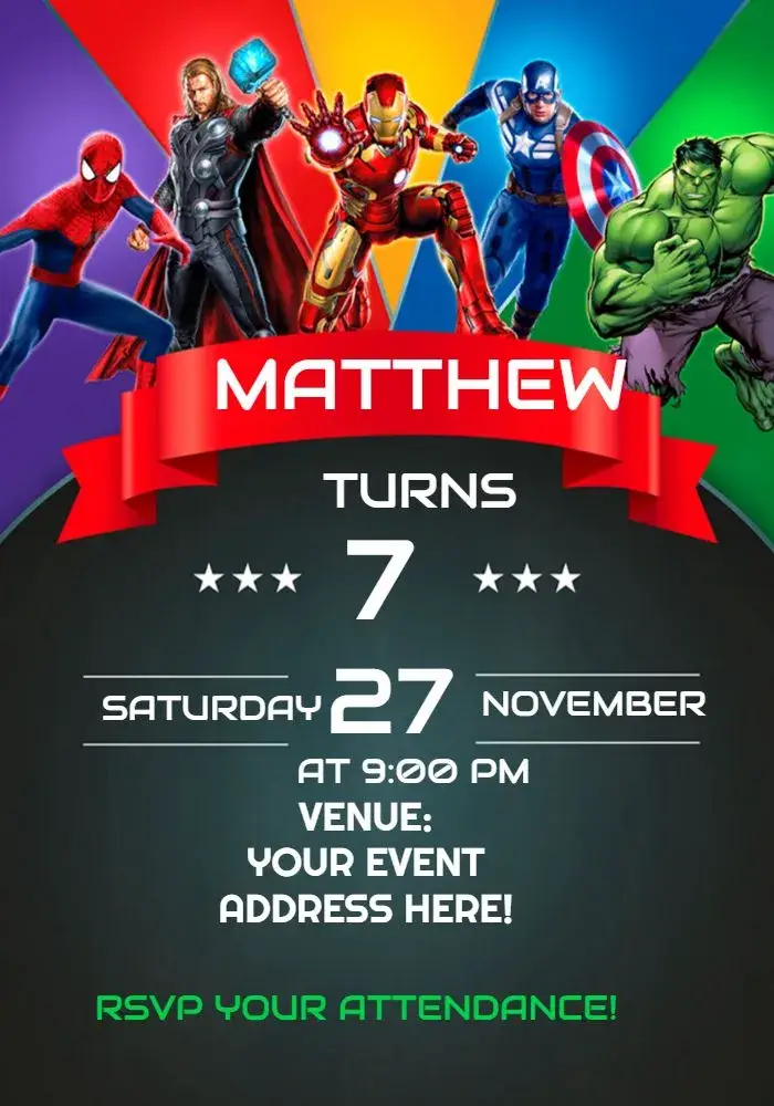 Invite Superhero Boy editable and customizable
