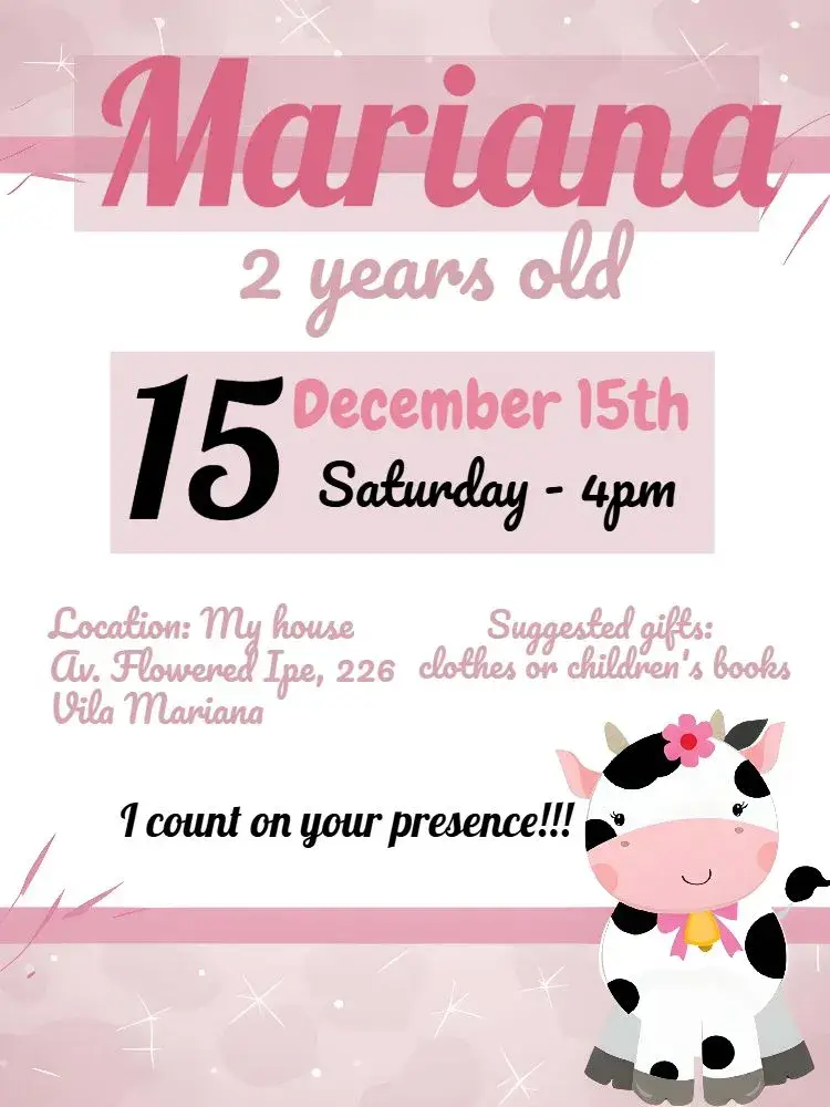 Pink Brown Cow invitation