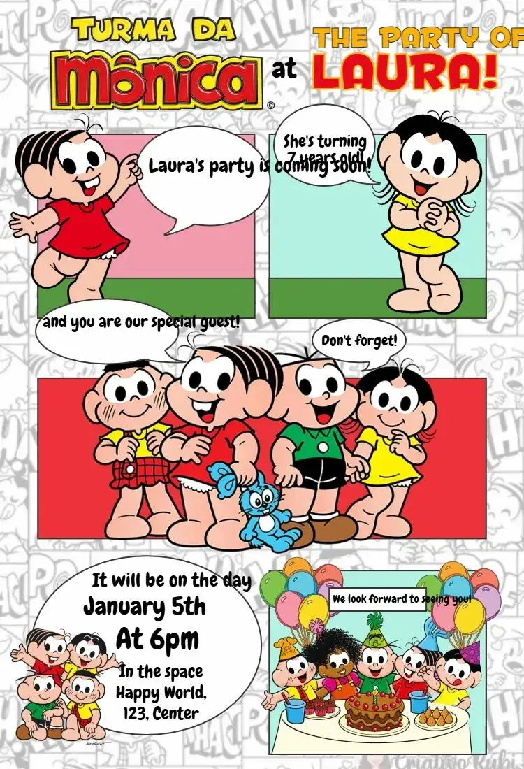 Turma da Mônica in Comic Books invitation