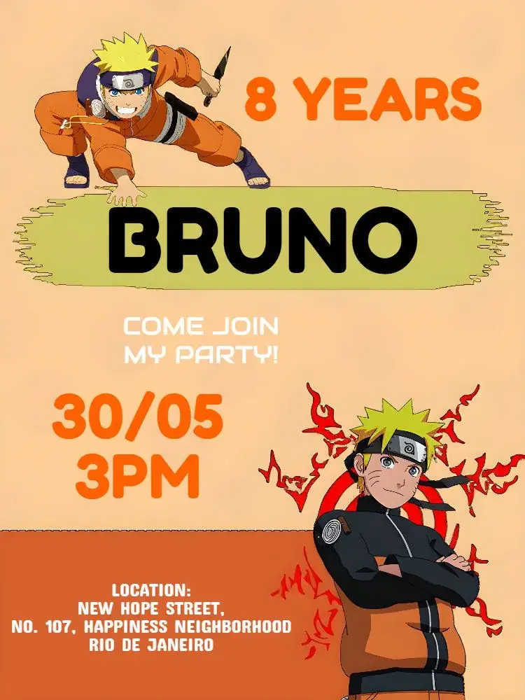 Orange Naruto invitation