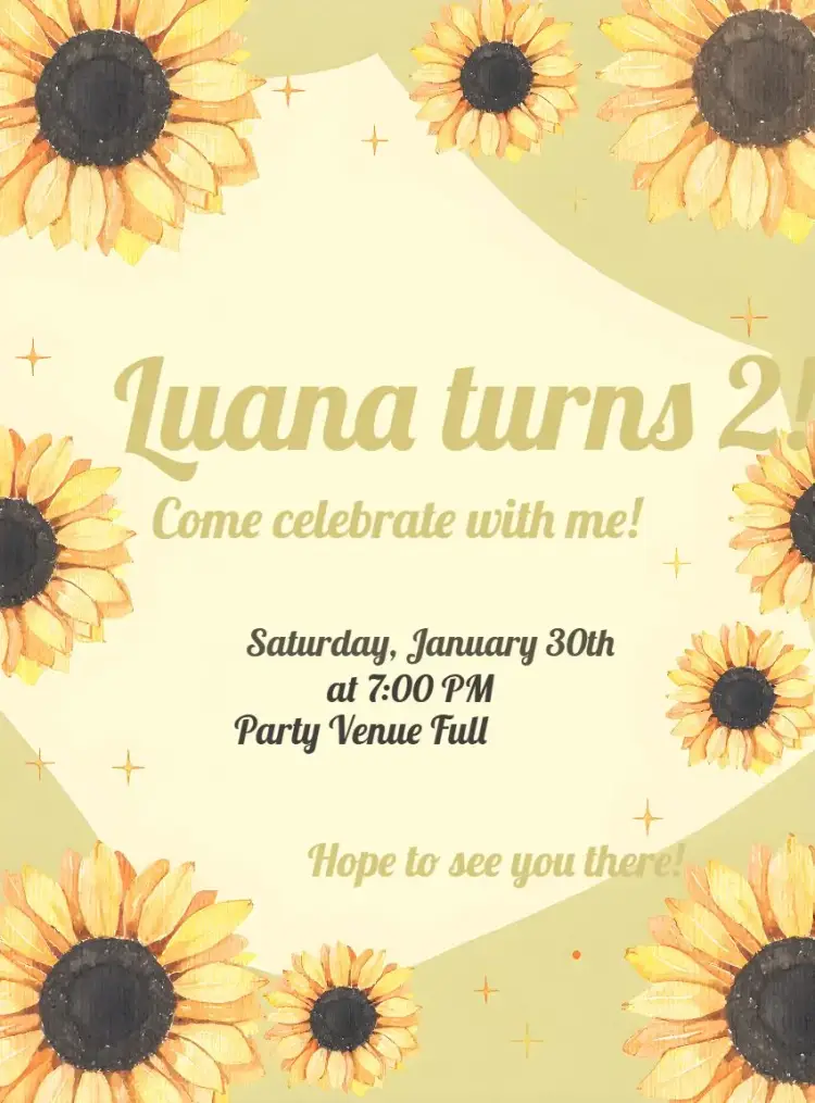 Sunflower Flower invitation