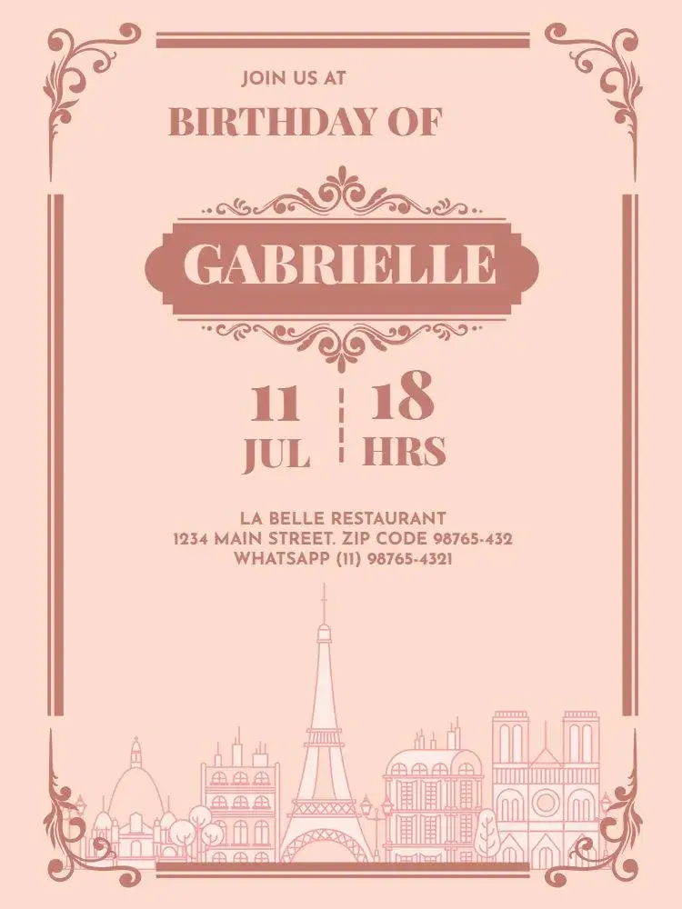 Delicate Parisian Female Adult City invitation
