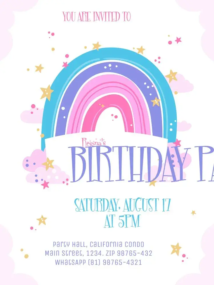 Light Pink Rainbow invitation